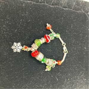 Elegant Christmas Theme Charm Small Bracelet Costume Jewelry Approx 7 Inches